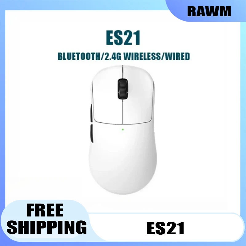 

Rawm ES21 Wireless Mouse Lightweight Office Gaming Mouse Three Mode Connection PAW3395 PAN1080 for Notebook PC Quick Response