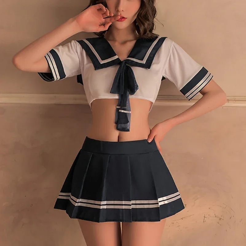 Costume de cosplay japonais sexy pour femmes, uniforme de jupe plissée, lingerie pour filles d'école, olympiques sexuels Minisk343, chemisier de marin