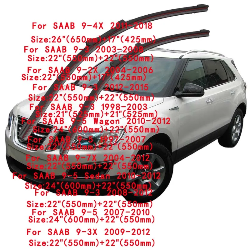 

For SAAB 9-2X 9-3 9-3X 9-4X 9-5 9-7X Car Windshield Wiper Blade Front Windscreen Brushes Washer Accessories Cleaning Replacement