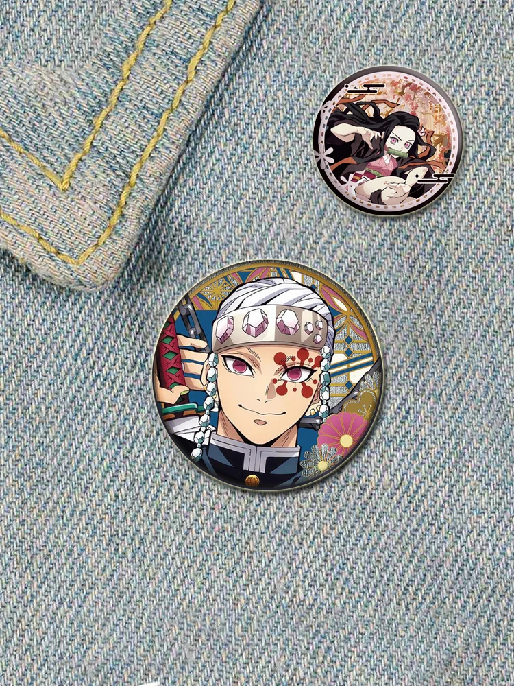 58/44/32MM Anime Pins Cartoon Character Kamado Tanjirou Nezuko Agatsuma Zenitsu Kochou Shinobu Cosplay Handmade Brooch Badges