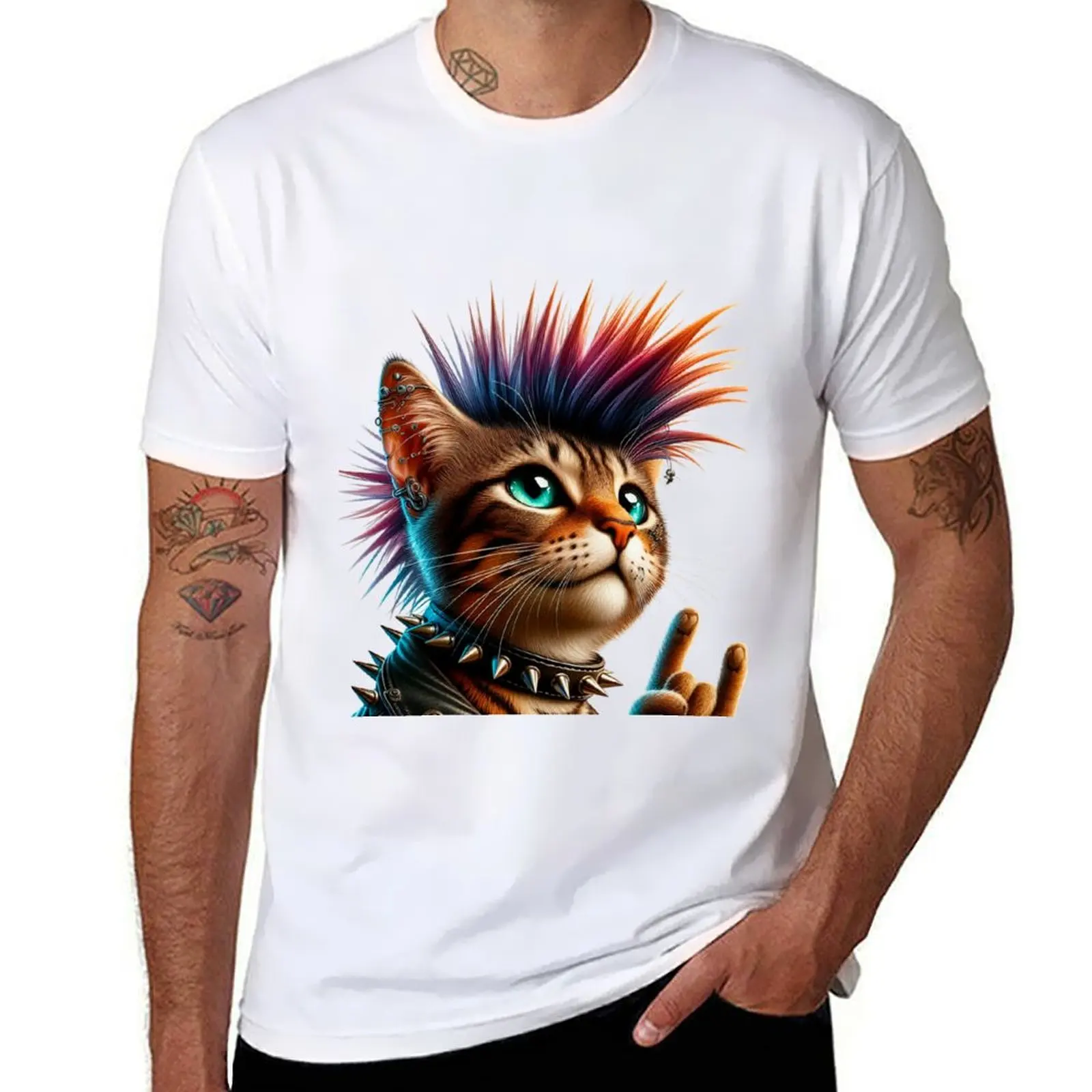 

Punkcat Rockcat graphic for man t T-Shirt man vintage luxury shirt shirts t