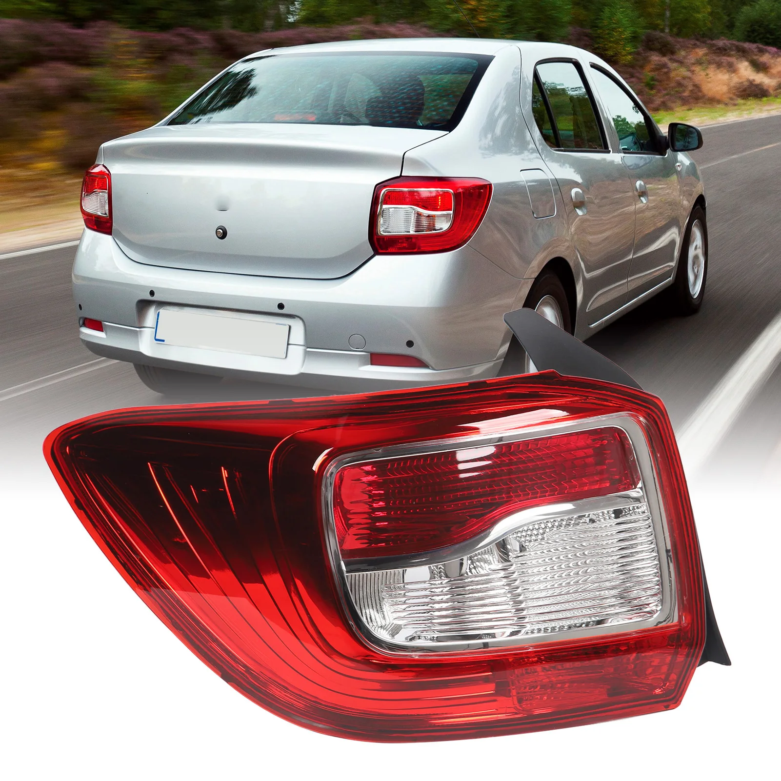 1Pc Car Tail Light Rear Lamp Shell Rugged Stylish Rear Tail Light without Bulb for Dacia Logan MK2 Pre-Facelift 2013 to 2016