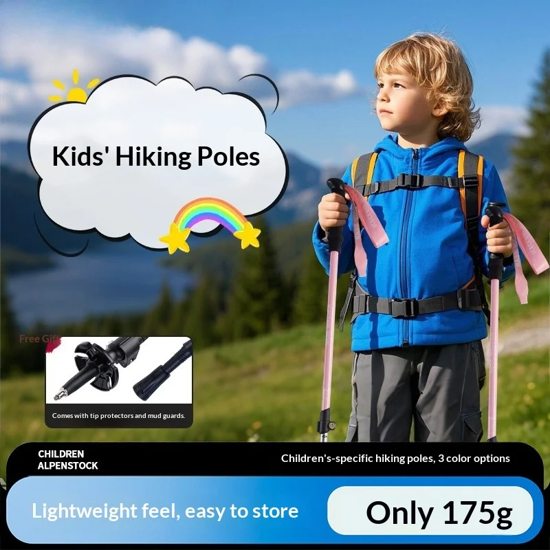 Kids Telescopic Hiking Pole Lightweight Aluminum Folding Adjustable Outdoor Trekking Stick Anti Shock Trekking Poles Stick