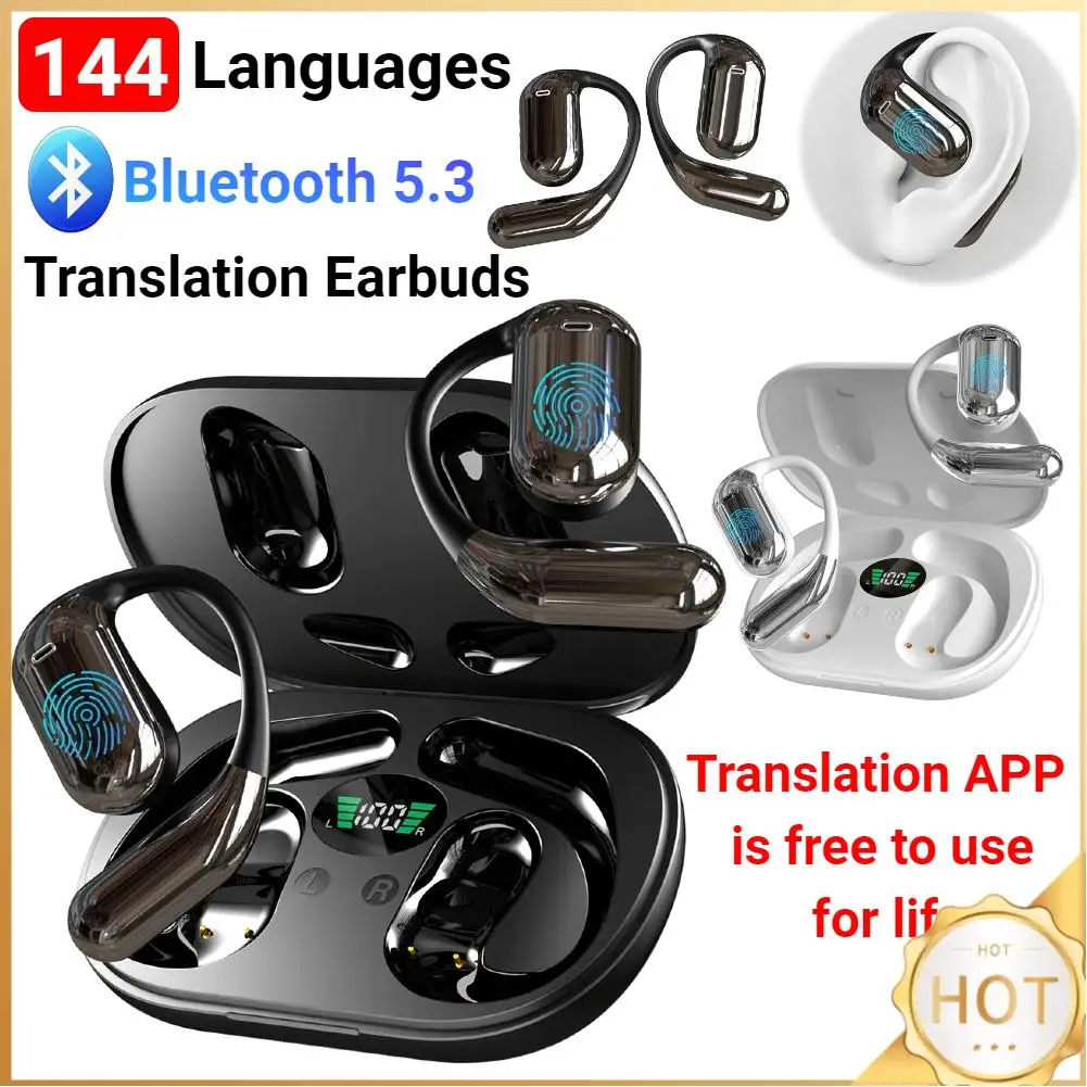 Wireless BT Translation Earbuds Real Time 144 Languages Translator Earbuds Translation Headphones for Travel Business Learning