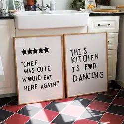 Minimalist Heart Black Chef Motivational Quotes Cute Cooking Art Wall Art Canvas Painting Posters For Kitchen Room Home Decor