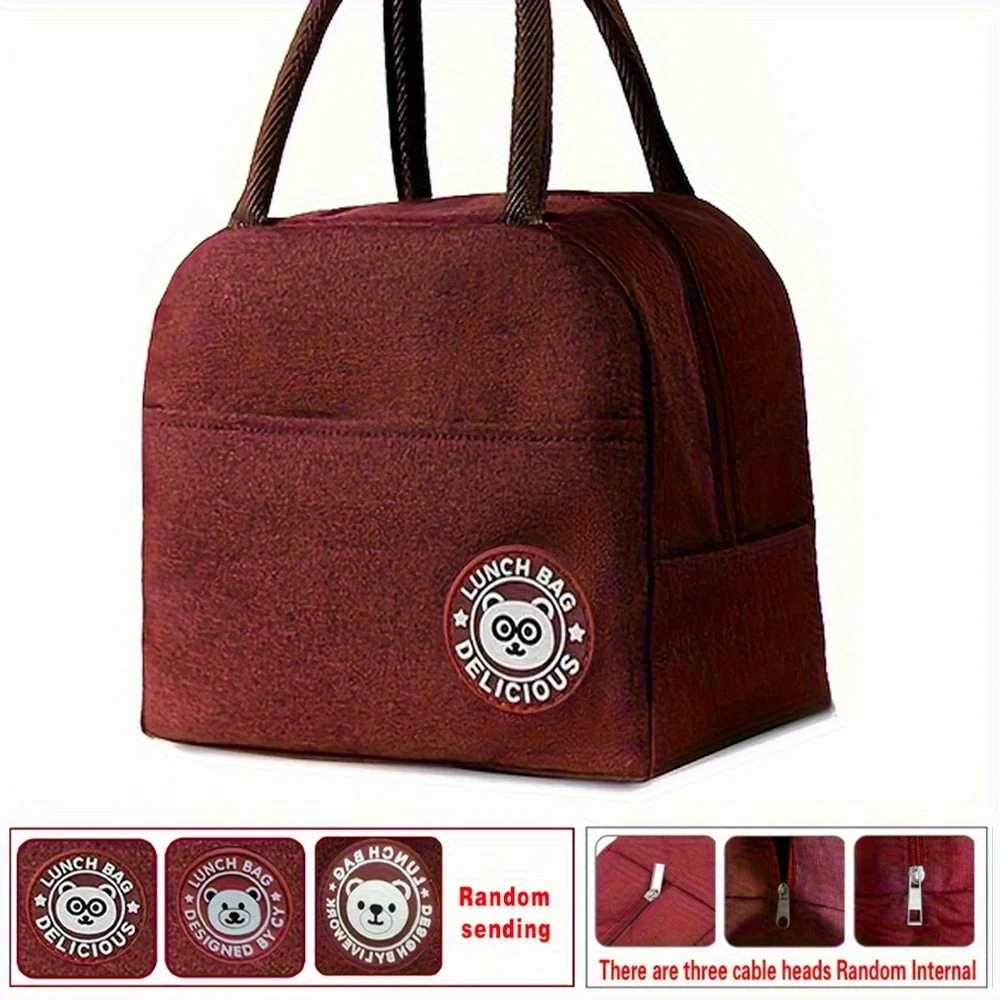 Customizable Name Insulated Red Lunch Bag Bento Bag Aluminum Foil Personalized Pattern Insulated Lunch Box Picnic Food Bag