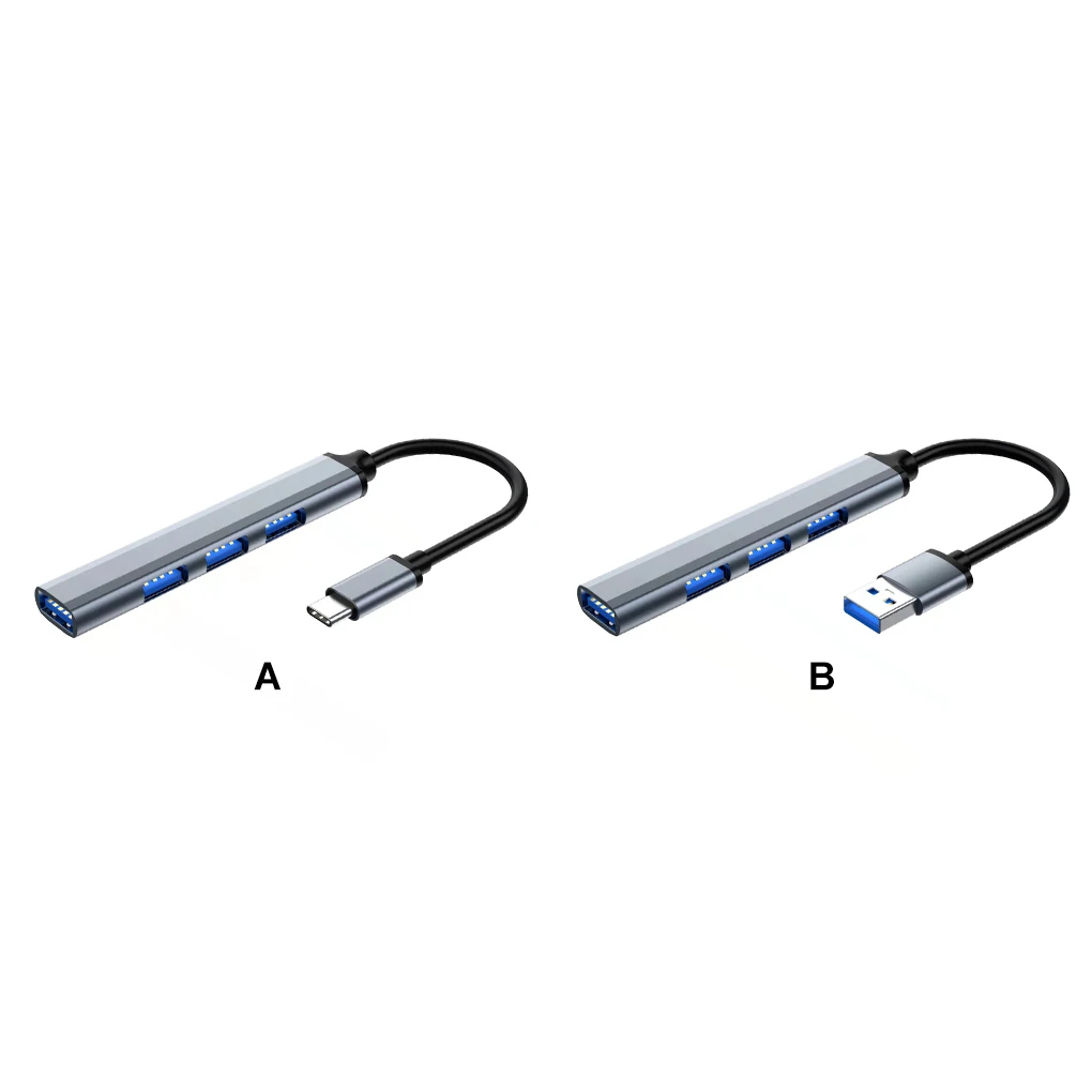 USB Hub 4 Ports Splitter Adapter Dock Station External Charger Type-C