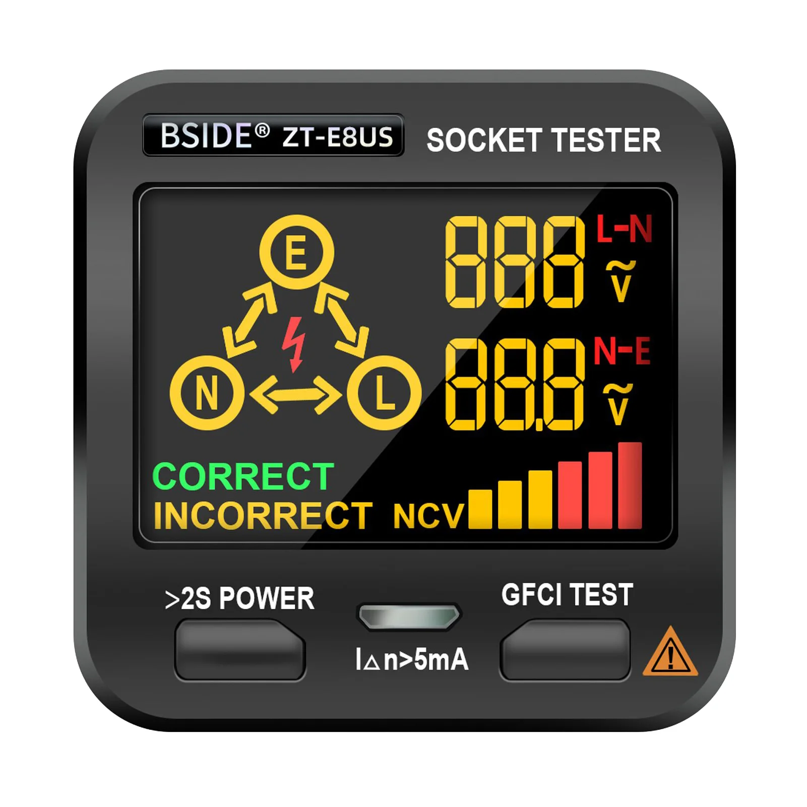 

BSIDE Socket Tester Smart Voltage Detector Outlet Checker RCD GFCI Test NCV Live Neuter wire Test EU US Plug Meter 2025 New