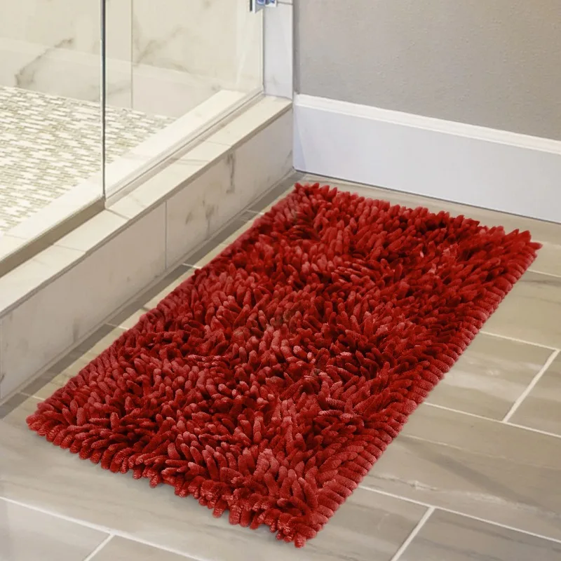 

Hot Sale.Performance Bath Rug, Red, Shiny Chenille Top, Memory Foam, 17x24”