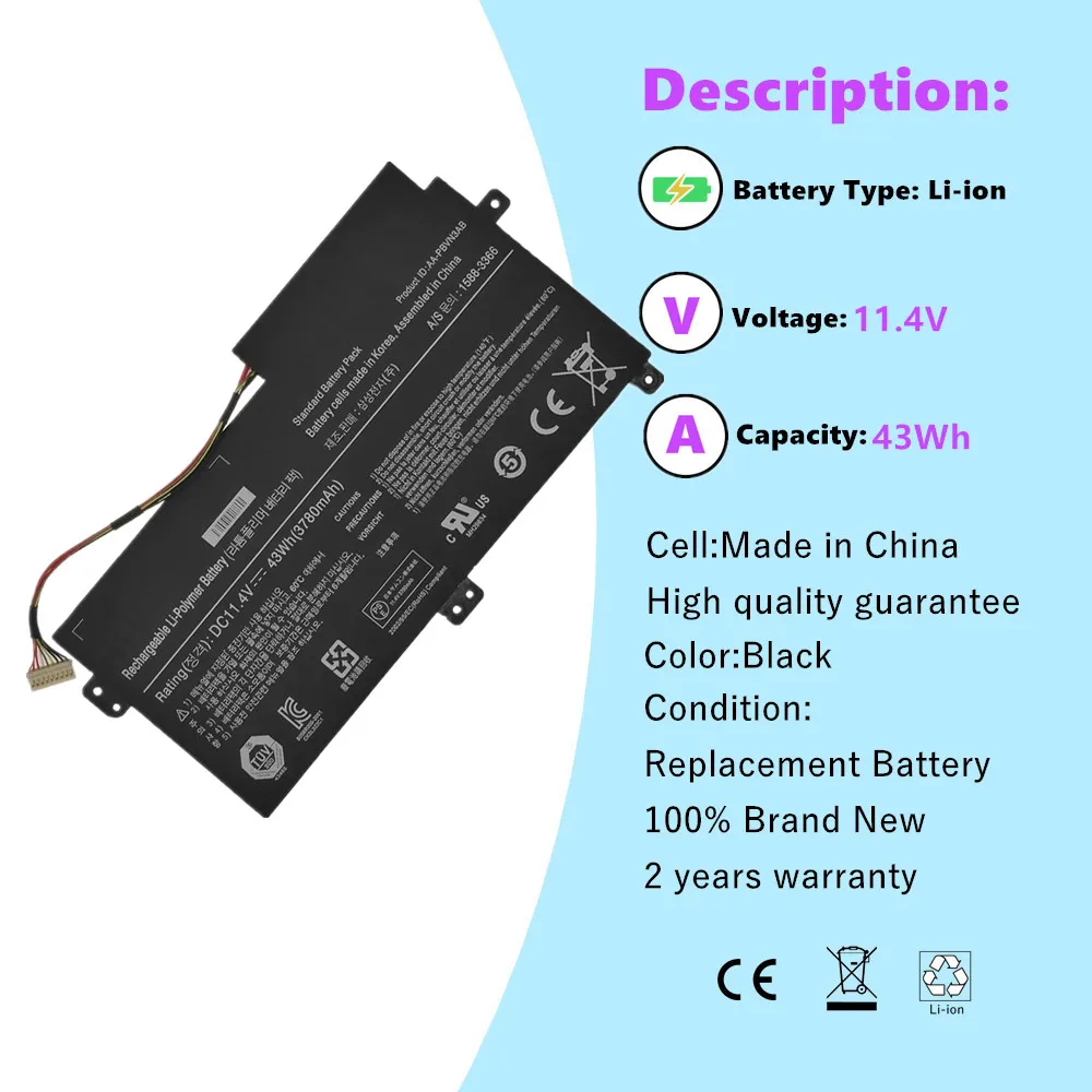 11.4V Laptop battery for Samsung AA-PBVN3AB Np470 NP51OR5E NP510R5E Ba43-00358a NP370R4E Np510 NP370R5E 1588-3366 np450r5e