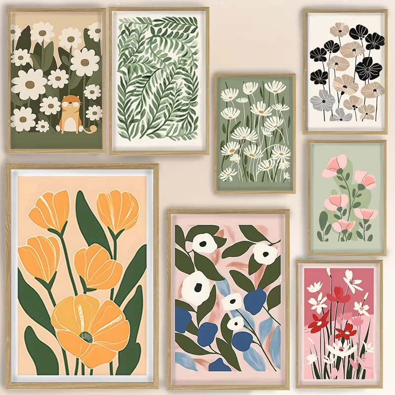1pc Modern Flat Matisse Spring Fresh Feeling Prints Flower Market Pink Green Wall Art Posters Canvas Painting Mural Decoratio