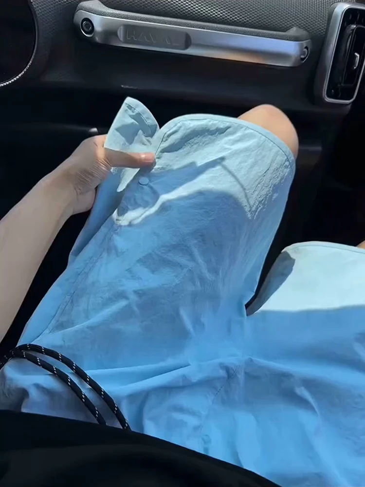 

Qui Dry Blue ort Pants Five-Quarter Length Outdoor ex Summer Running Sports orts with Slits Faionable Nylon orts