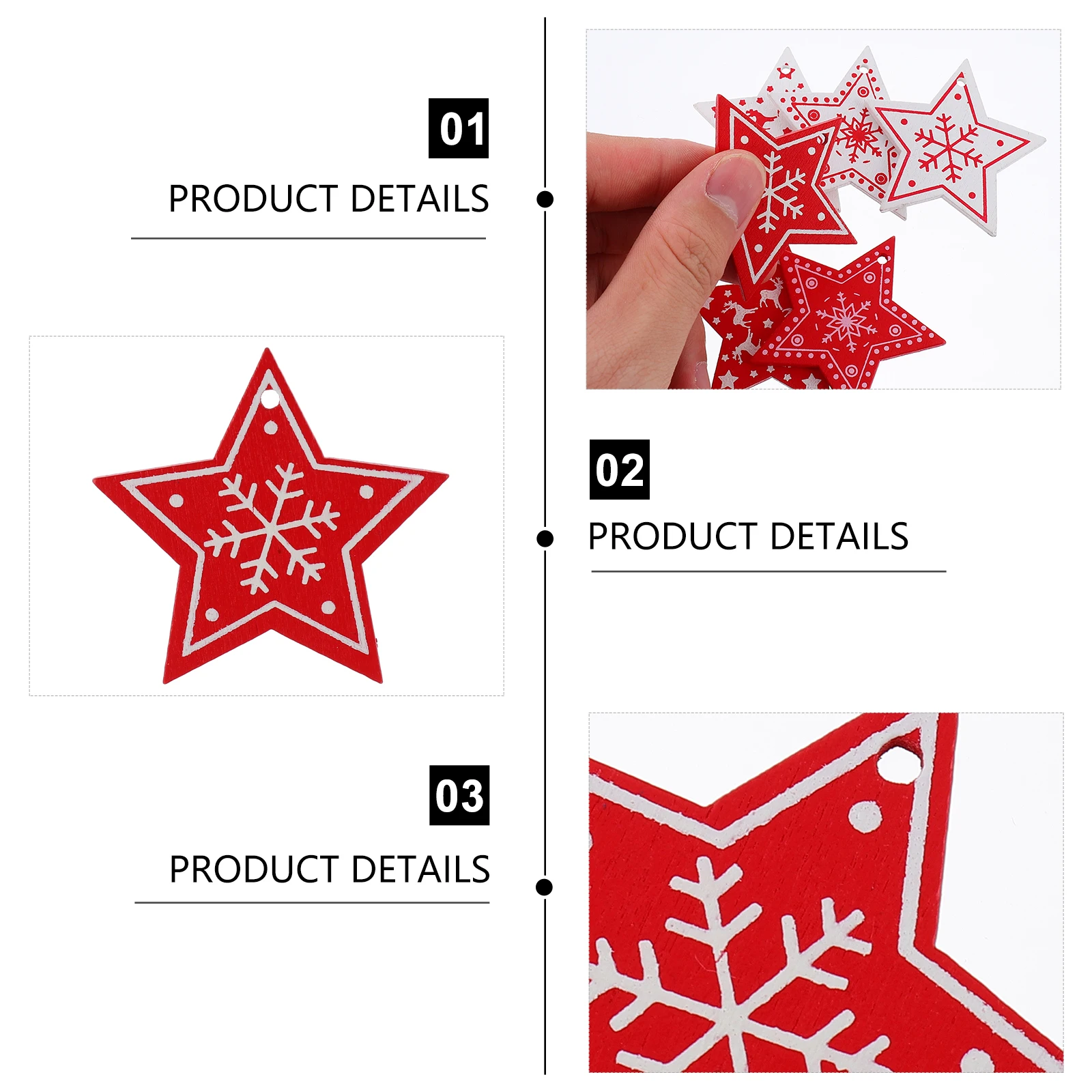 

60 Pcs Wooden Christmas Ornaments Craft Bulk Balls Decor DIY Pendant Xmas Pieces