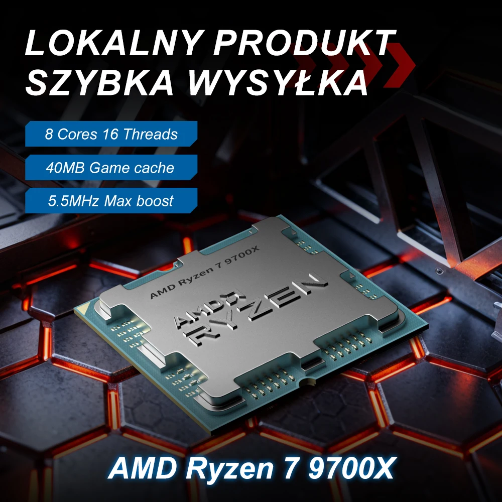 AMD Ryzen 7 9700X 65W 4NM 3.8GHz DDR5 8 cœurs 16 threads PCIe ®   Processeur 5.0 L3=32M R7 9700X Socket AM5 Sans Ventilateur