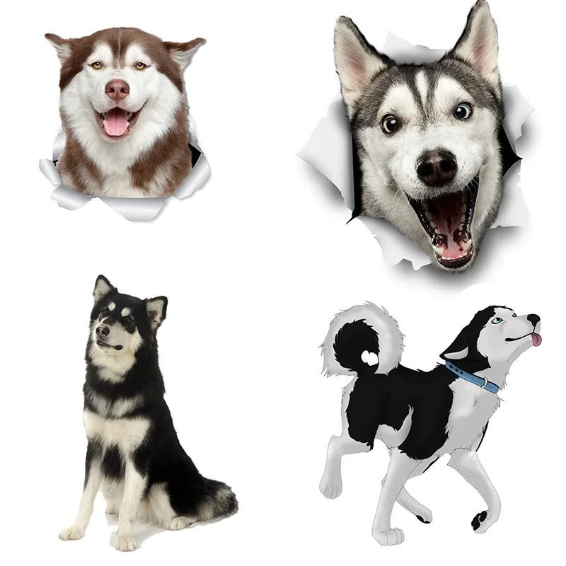 

Cute Lovely 3D Dog Stickers Happy Husky Stickers Waterproof Sticker Laptop Home Decals