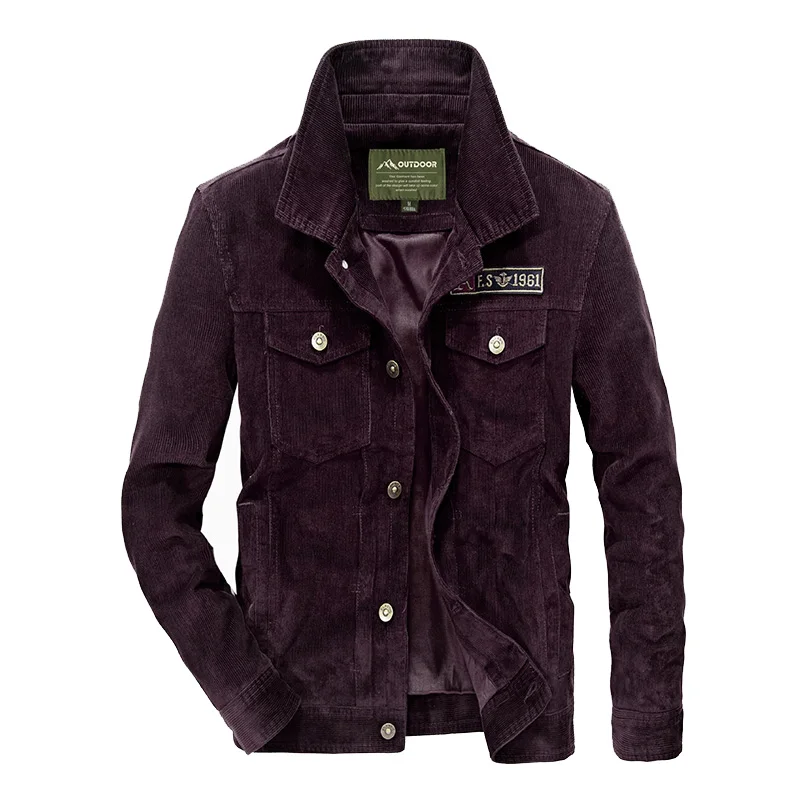 New Men\'s Corduroy Jacket Male Outerwear Spring Autumn Oversized Solid Casual Jacket Men Clothing Coats