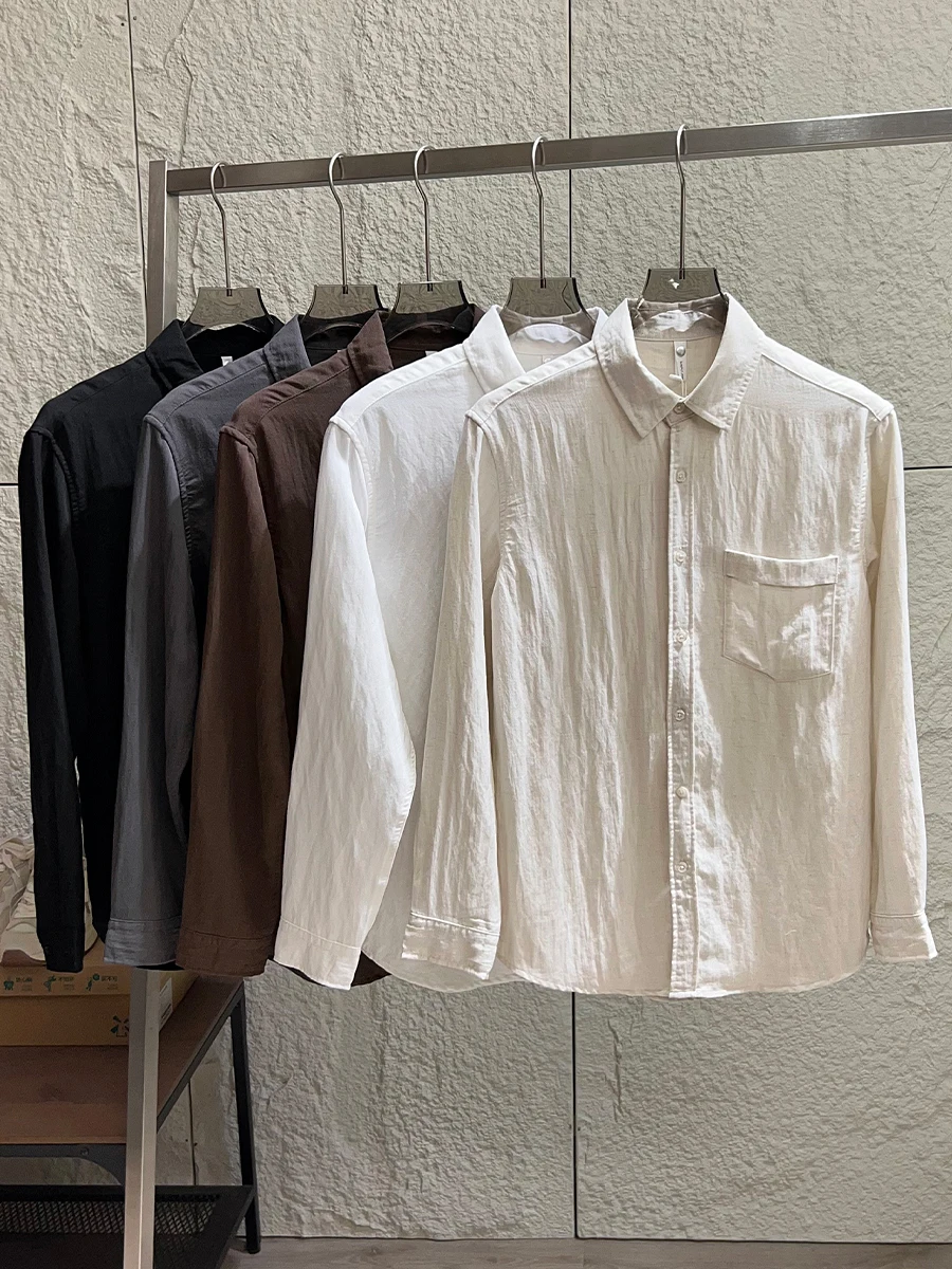 

Linen Mixed Lightweight Comfortable Cool Breathable Long Sleeve Shirt Men's Spring Summer Casual Style Standard Fit Button up
