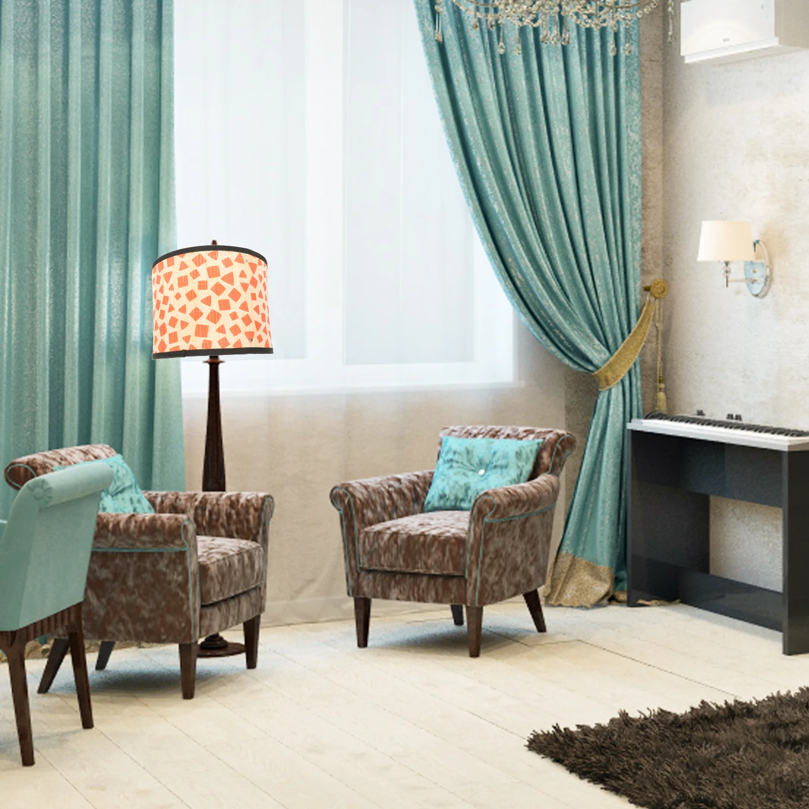 

1Pcs Bamboo Lampshade Vintage Printed Lampshade Multi-Purpose Lamp Shade Home Light Decor Ceiling Light Cover Lamp Decor