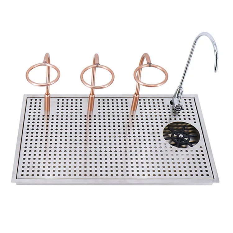 Deck Mount Water Station Stainless Steel Milk Coffee Glass Washer Rinsers With Drop-In Grid And Drain