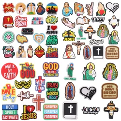 9-20Pcs Trust God Jesus Saves Walk By Faith Bible Study Pray Forgiven PVC Sandals Garden Shoe Charms Fit Wristbands Decorations