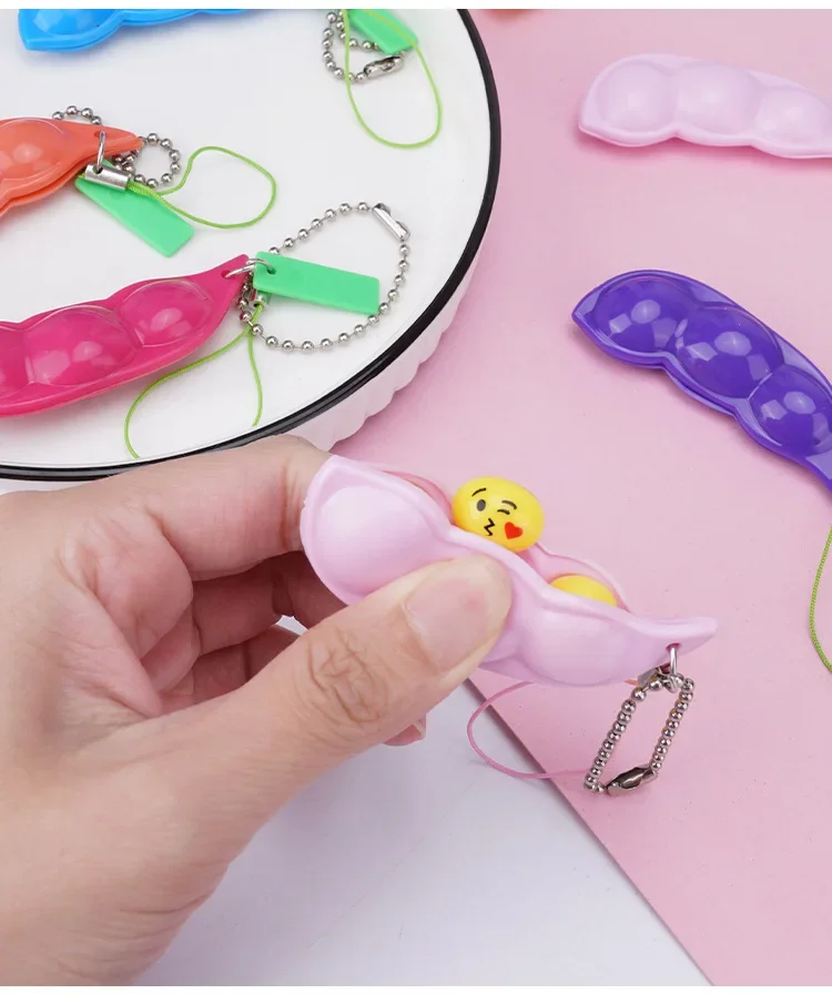 5pcs simulate pea children's game squeeze toys stress relief toys and stress relieving tools backpack pendant for key