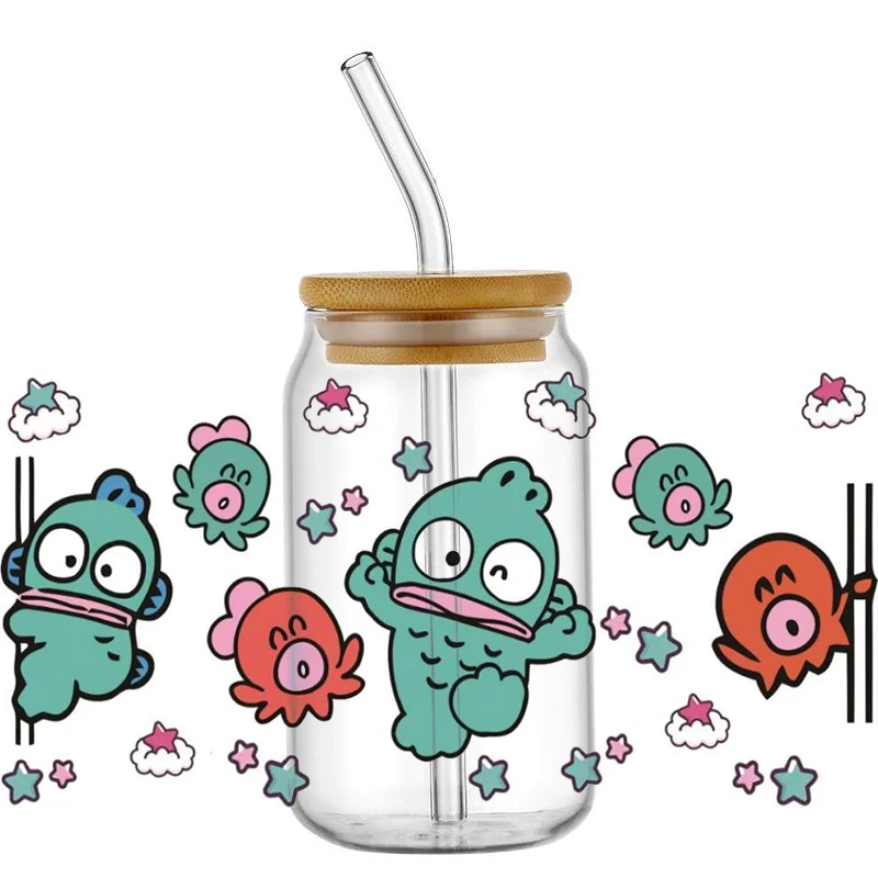 Miniso 3D Cartoon Fish‘ Decal 16oz Libbey UV DTF Cup Wrap Transfer Sticker Custom Label DIY Self adhesive Mug Sticker