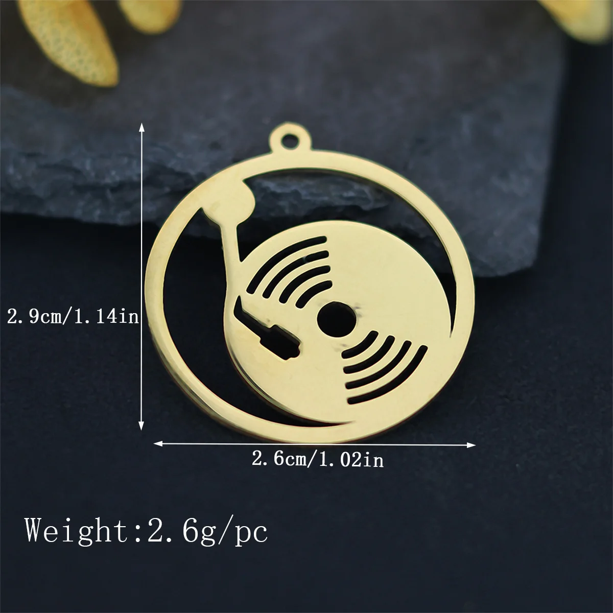 3pcs Music Song Theme Record Pendant Charm For Necklace Bracelets Jewelry Crafts Making Findings Handmade Stainless Steel Charm