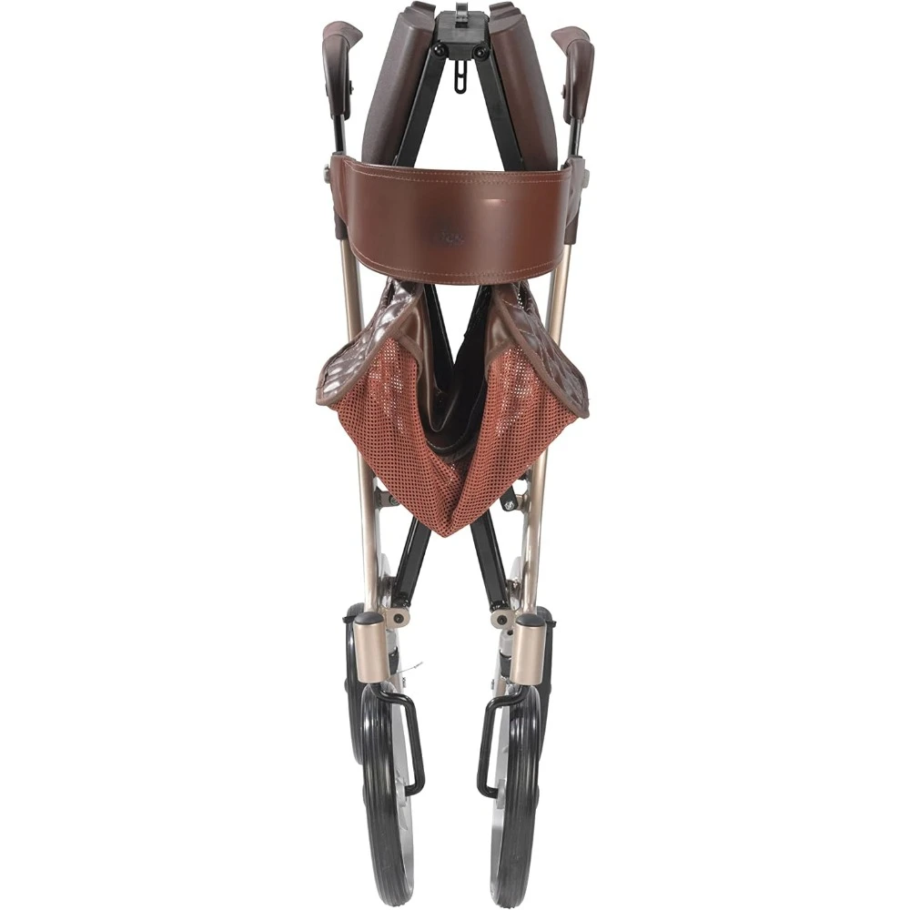 Zusammenklappbarer Rollator mit Sitz, Champagnerbraun