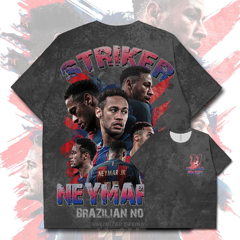 Brazil Neymar Printed Fan Jersey Short-Sleeved Children\'s T-Shirt Sports Breathable Quick-Drying Men\'s And Women\'s T-Shirt