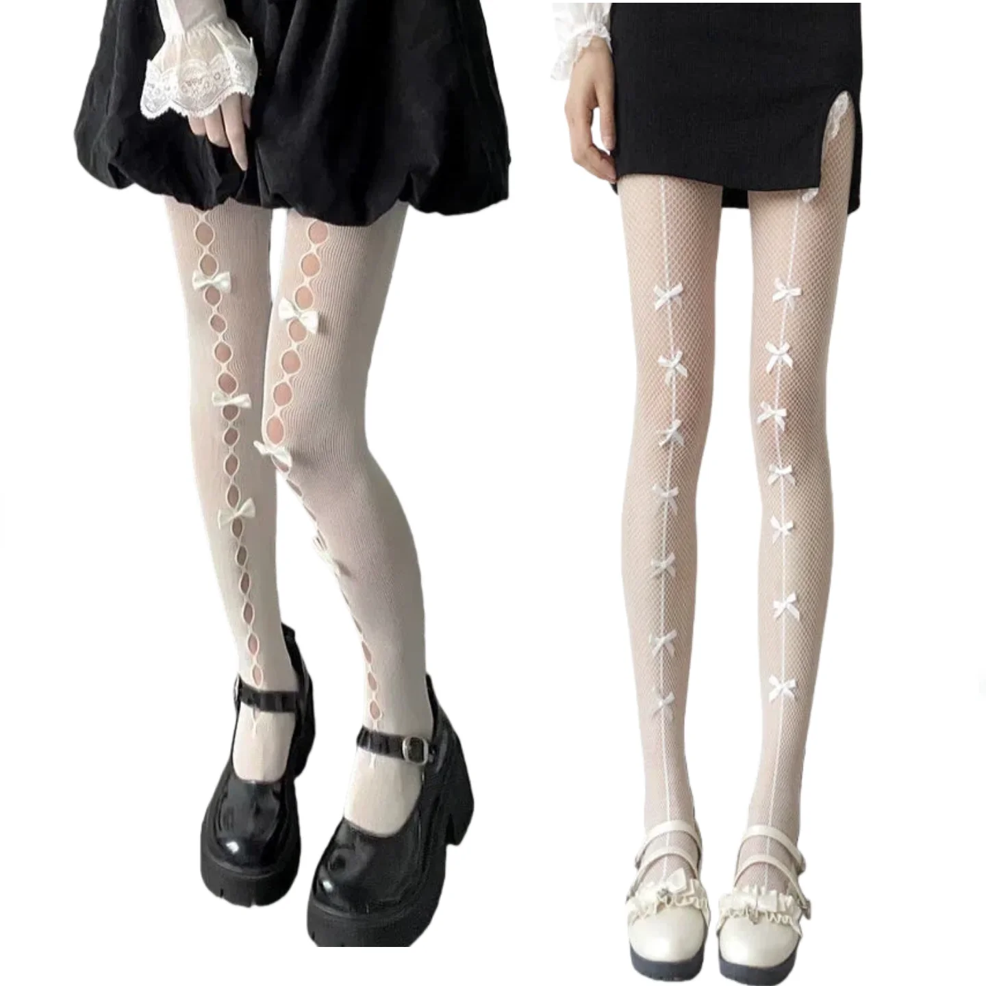 

Лолита, косплей, ажурные колготки с бантом для девочек, сексуальные тонкие кружевные колготки Ins Tide, носки в стиле аниме, черно-белые ажурные шелковые чулки