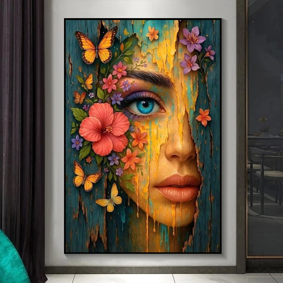 

5D Diamond Art Painting Kit Abstract Girl Butterfly DIY Diamond Embroidery Handmade Mosaic Cross Stitch Home Decoration