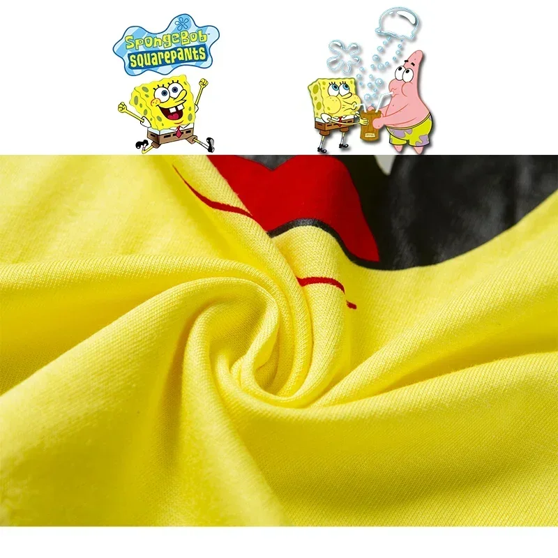 2PCS SpongeBob SquarePants Children\'s Long-sleeved Pajamas Set Boys and Girls Long-sleeved Round Neck Tops Trousers Cotton Suit