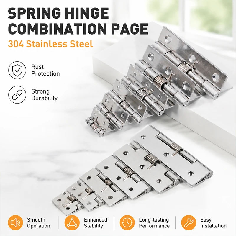304 SS Auto Return Spring Hinge Self-Closing Door Hinge for Industrial Equipment Cabinet Furniture Hardware
