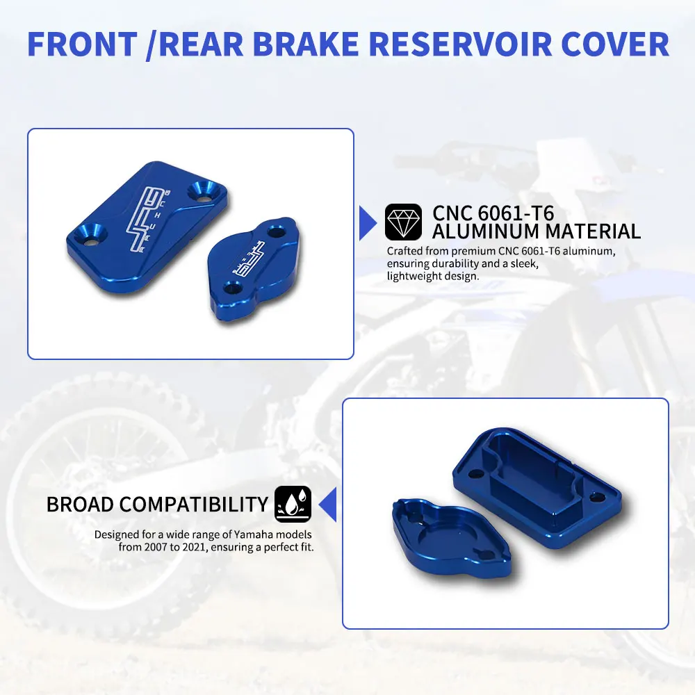 Motorcycle CNC Front Rear Brake Fluid Reservoir Cover Cap For YAMAHA YZ125 YZ250 YZ250F YZ426F YZ450F 08-20 YZ125X WR250F WR450F