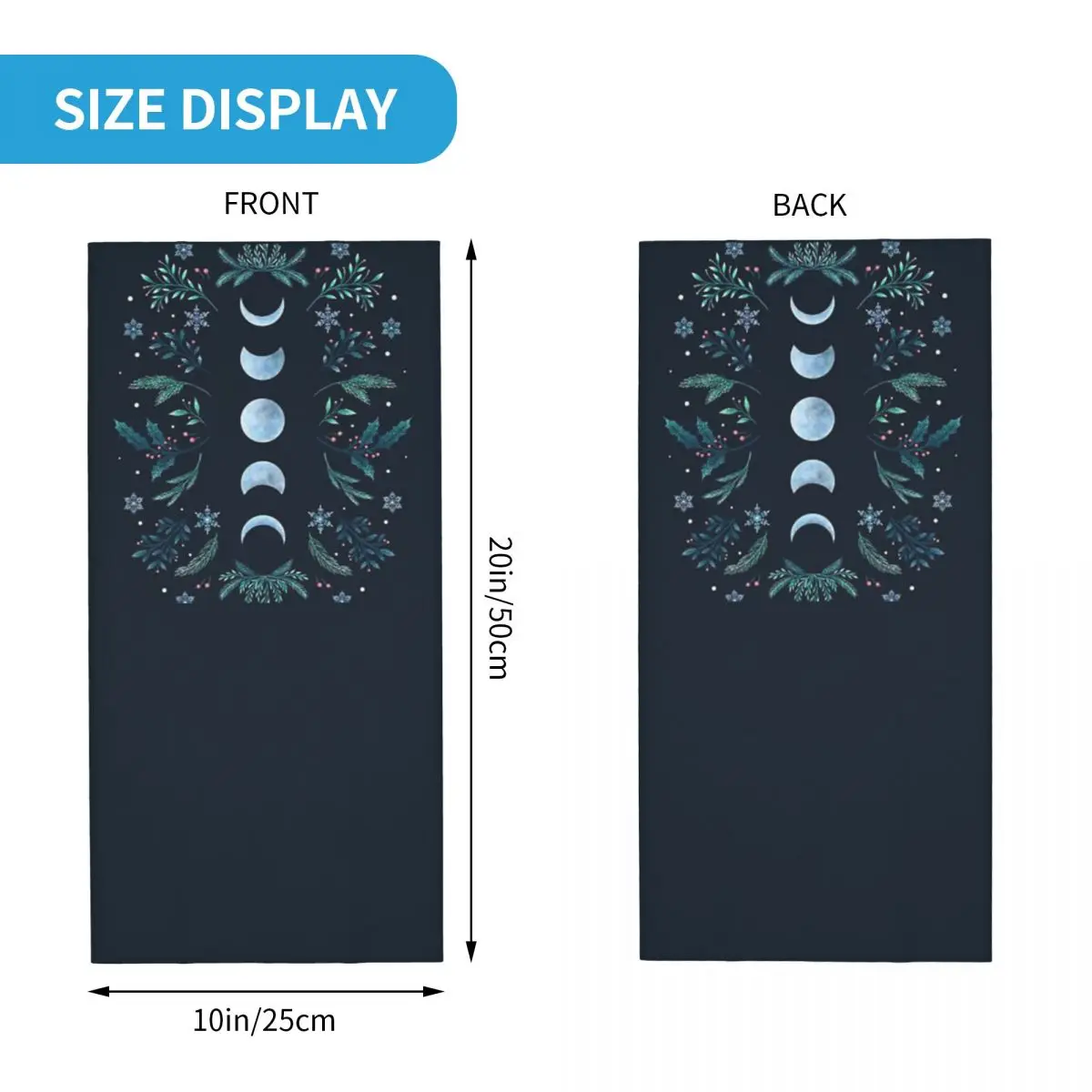 Moonlit Garden-Teal Snow Bandana Neck Cover Printed Wrap Mask Scarf Multifunction Headband Hiking Fishing Unisex Adult Winter