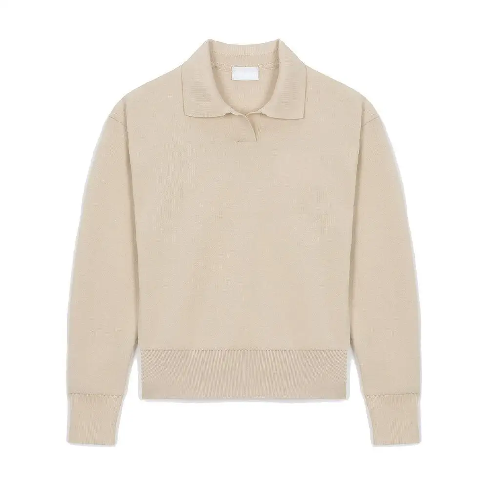 New Women Golf Pullover Knit Sweater Lapel Collar Minimalist Elegant Style Female Casual Golf Sports Knit Top