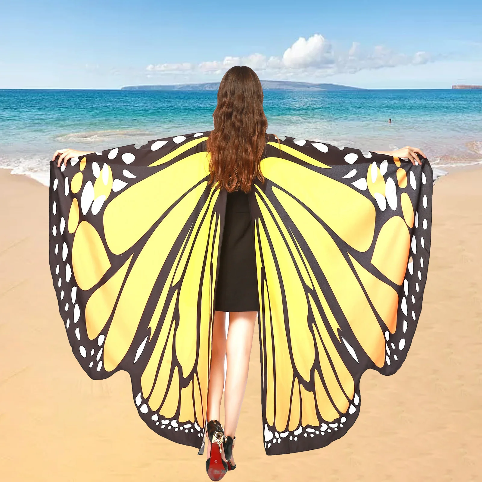 Women's Butterfly Wings Shawl Print Collar Carnival Costumes Decor For Halloween Fancy Party Cosplay Carnival Party Family Party