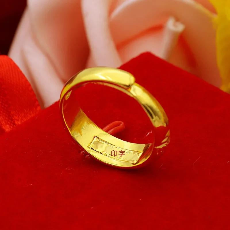 

9999 Real Gold 24K Men's and Women's Pure Gold Jewelry Thickened Gold Gypsy Couple Ring Ring