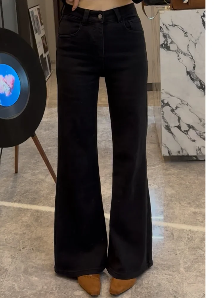 

Джинсы Xuanxuanchen Faion Bla из денима для женщин, осенние, эластичные, расклешенные, повседневные, со средней посадкой, на молнии