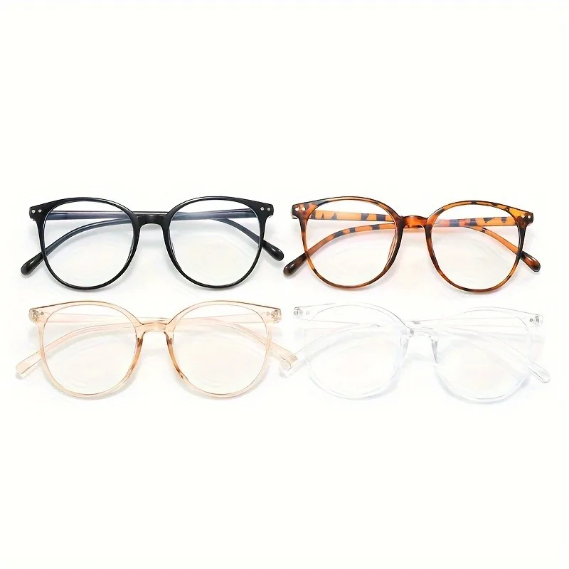 

Vintage Oval Full Rim Non-Prescription Glasses, Anti-Blue Light Clear Lens Fashionable Unisex Eyewear