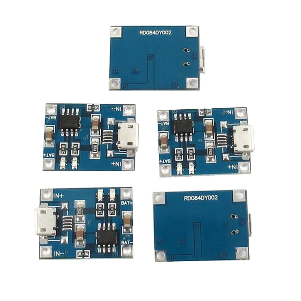 

5pcs 1A 5V Micro Usb Charging Module For 3.6V 3.7V Polymer Li-Ion Diy Protection Board