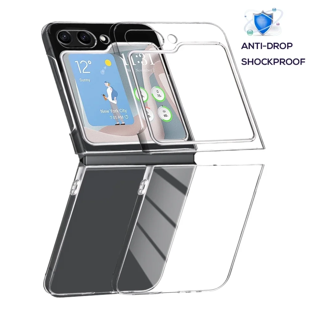 Capa para samsung galaxy z flip 5 6 flip5 flip6 transparente caso duro pc pára-choques capa traseira para samsung z flip 5/6 5g acessórios