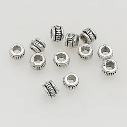 100pcs/Lot 4mm Oval Zinc Alloy Screw Pattern Small Beads Bracelets Braided Beading Spacers DIY Jewelry Findings Women/Men