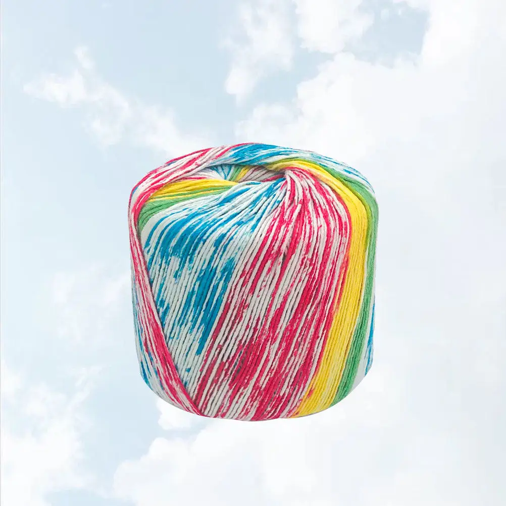 Roll 133M Colorful Gradient Cotton Yarn Soft Thick Hand Knitting Yarn for Crochet Sweater Hat Scarf Shawl Craft