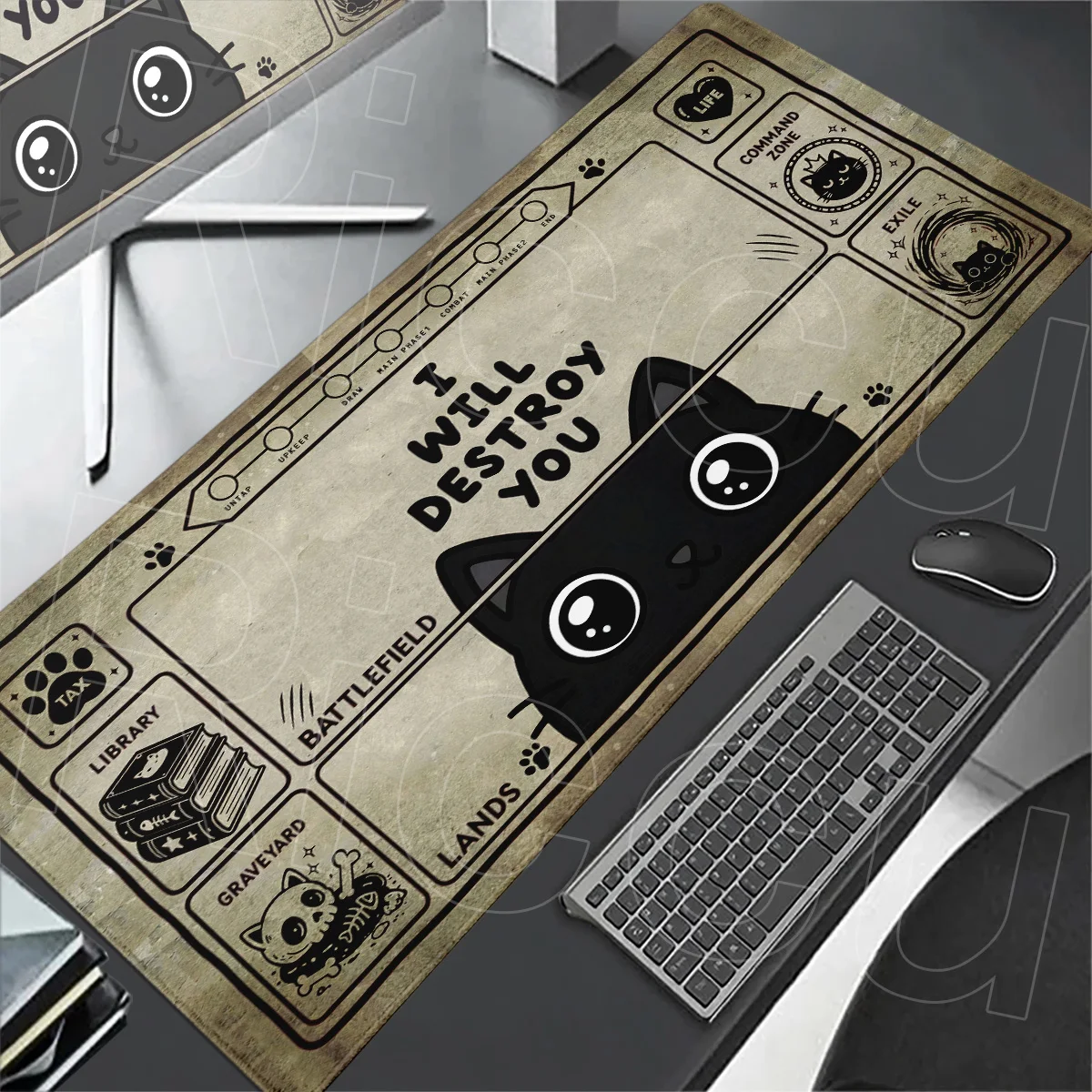 Mouse Pad Stitch Edge PC Office Keyboard Mat XXL HD Print Black Cat Desk Pad Hot Sales Item Magic The Gathering E-sports Playmat