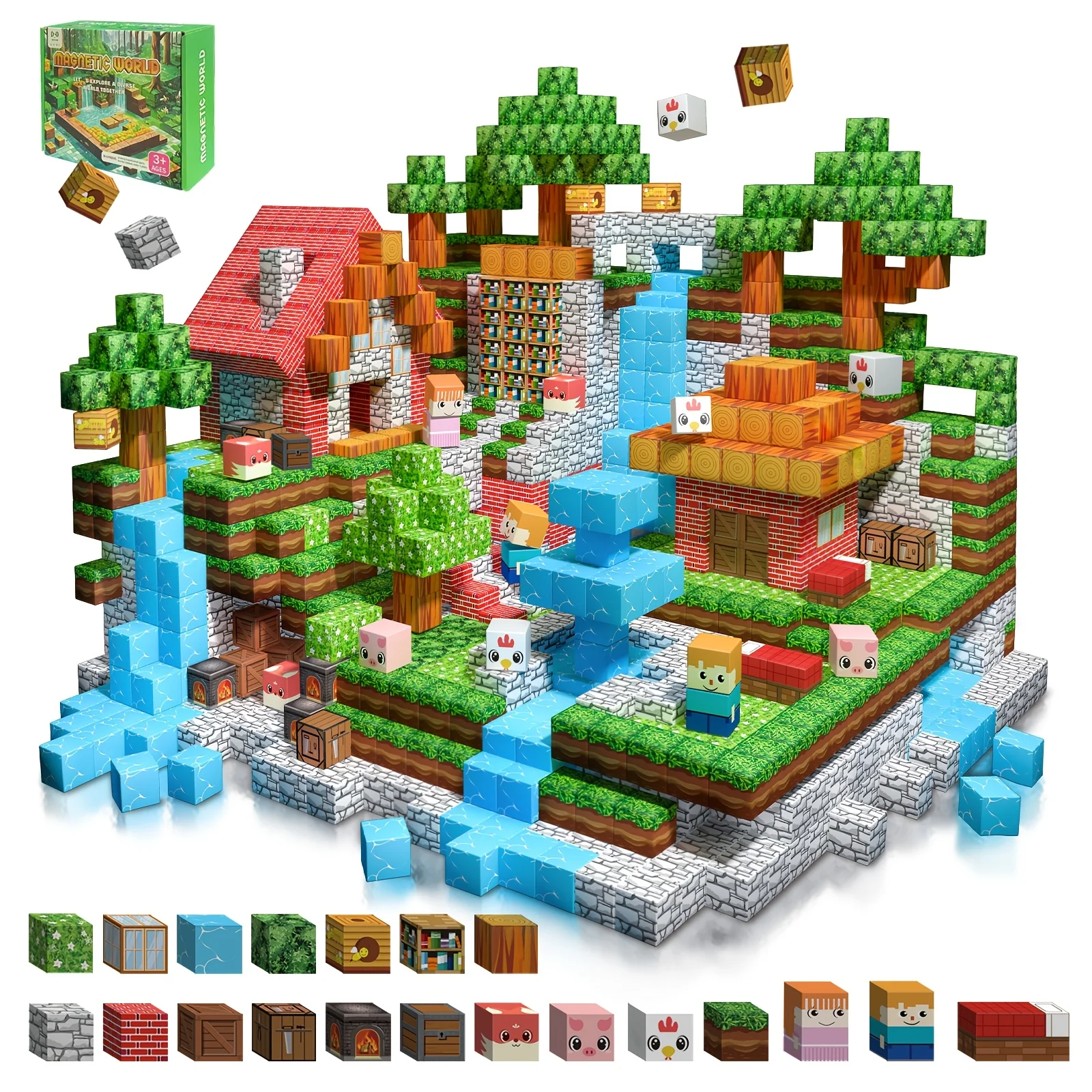 Magnetic Building Blocks 48/64/100/108/200pcs STEM Educational Toys for Kids Ages 3+ Boys Girls