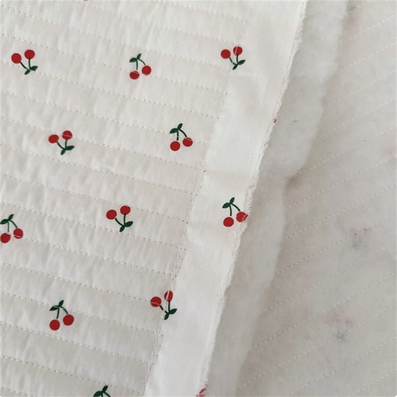 Thickened Vest Polyester Fabric  For Children\'s Clothing Pet Cotton Handmade DIY Bag Cherry Pattern Fabric