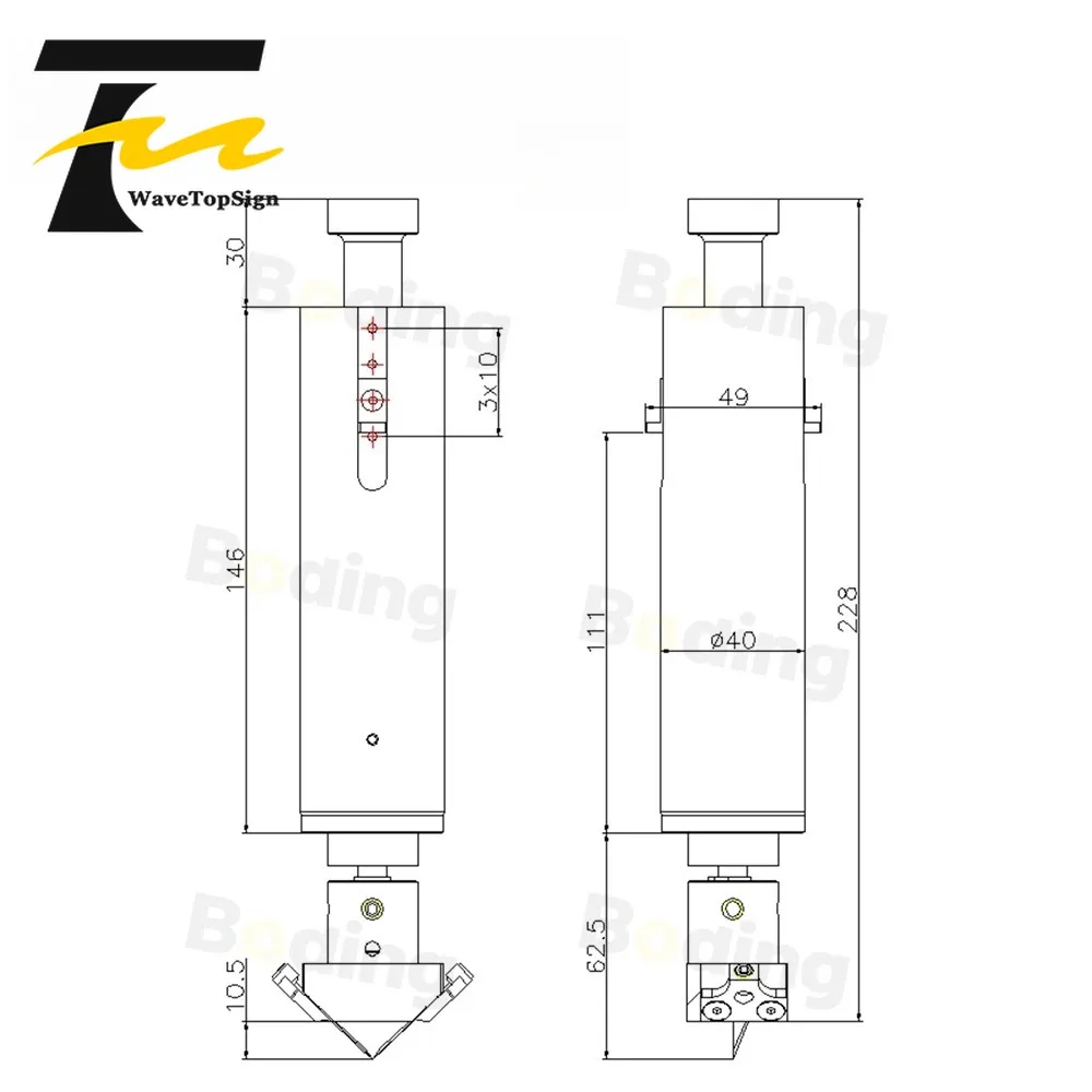 90° Double Blade Oblique Knife Cutter Thickness 10mm Vibrating Knife for Soft Glass PVC Honeycomb Board KT Board