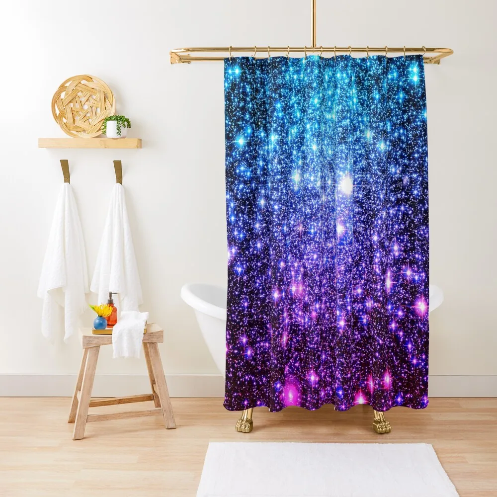 

Galaxy Sparkle Stars Turquoise Blue Purple Hot Pink Shower Curtain Bathroom Shower Bathroom Box Curtain