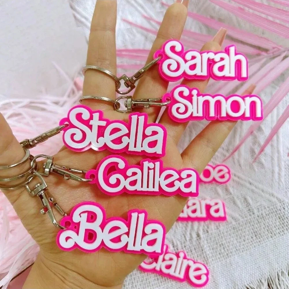 Pink Acrylic Custom Name Letters Keychain